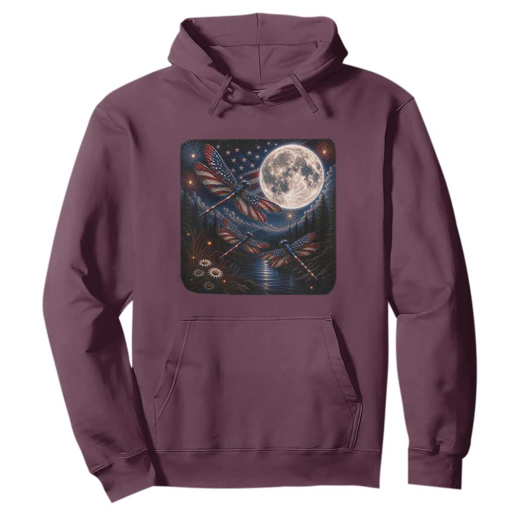 American Flag Dragonfly Patriotic 4th Of July Hoodie TS12 Maroon Print Your Wear