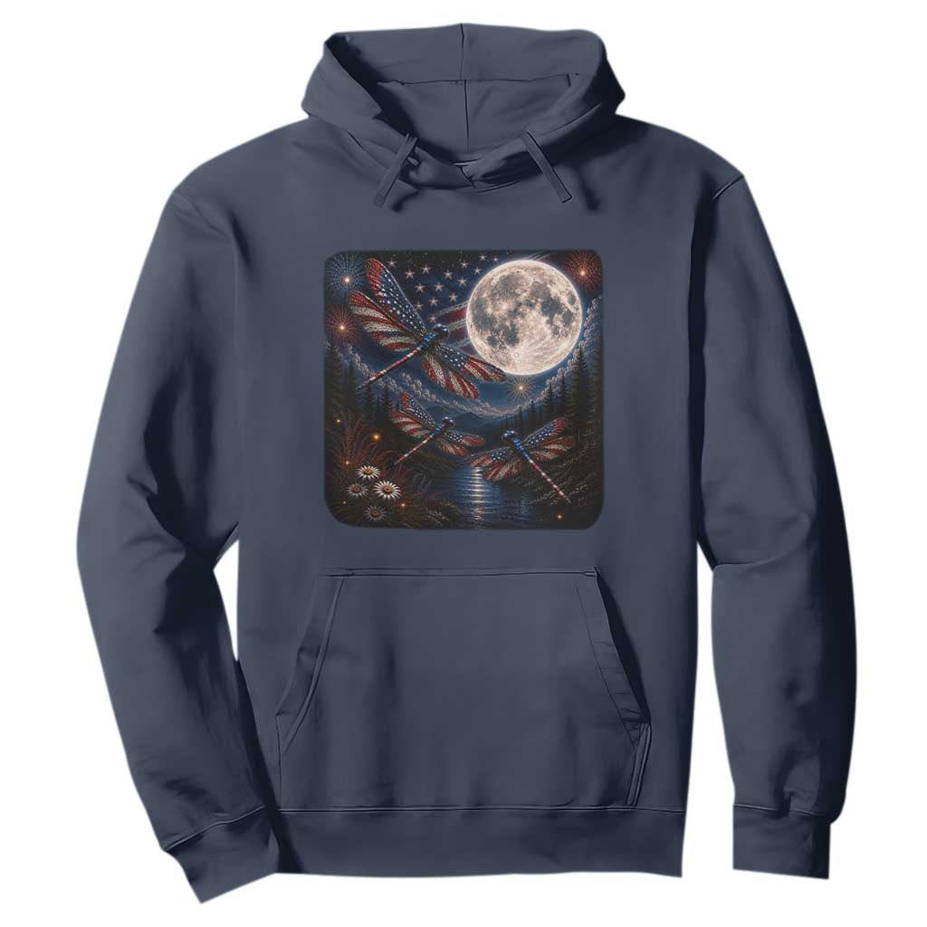 American Flag Dragonfly Patriotic 4th Of July Hoodie TS12 Navy Print Your Wear