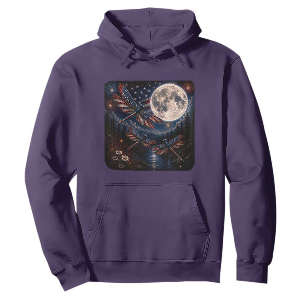 American Flag Dragonfly Patriotic 4th Of July Hoodie TS12 Purple Print Your Wear