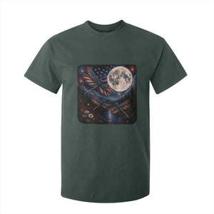 American Flag Dragonfly Patriotic 4th Of July T Shirt For Kid TS12 Dark Forest Green Print Your Wear