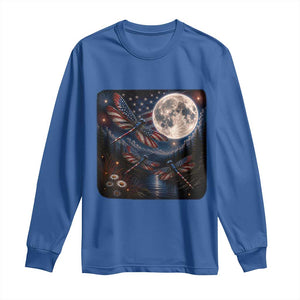 American Flag Dragonfly Patriotic 4th Of July Long Sleeve Shirt TS12 Royal Blue Print Your Wear