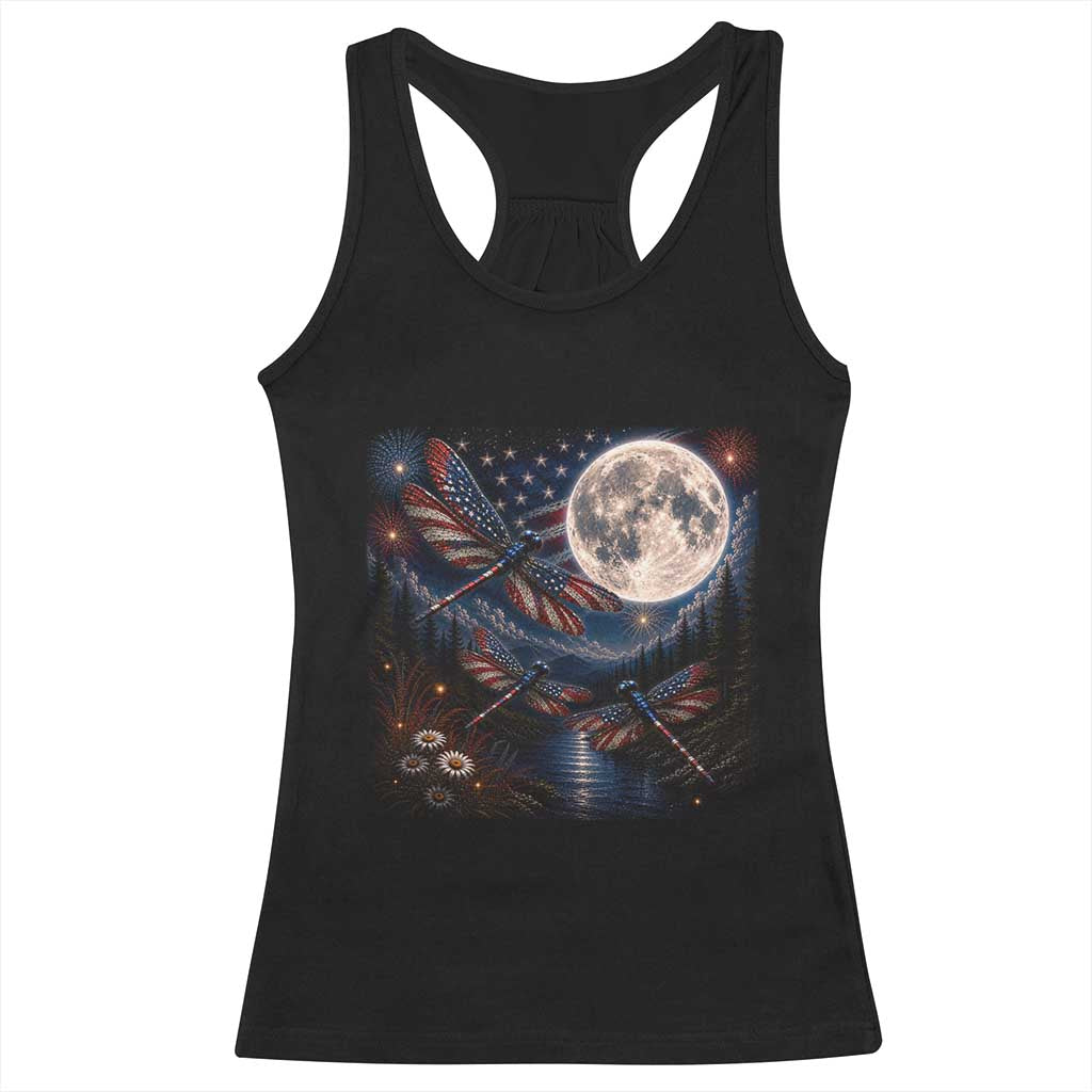 American Flag Dragonfly Patriotic 4th Of July Racerback Tank Top TS12 Black Print Your Wear