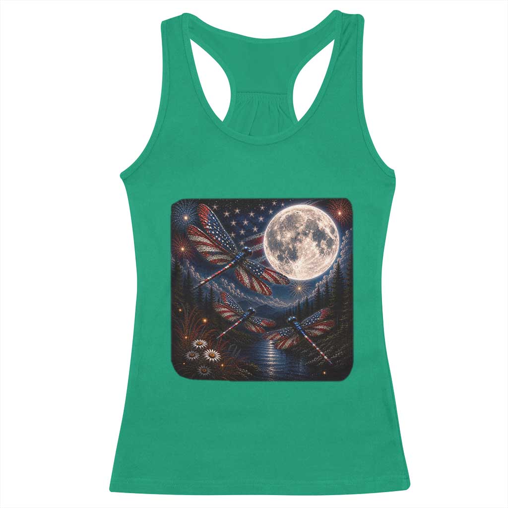 American Flag Dragonfly Patriotic 4th Of July Racerback Tank Top TS12 Irish Green Print Your Wear