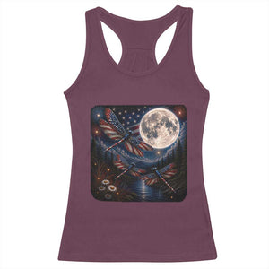 American Flag Dragonfly Patriotic 4th Of July Racerback Tank Top TS12 Maroon Print Your Wear