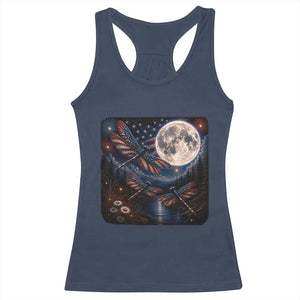 American Flag Dragonfly Patriotic 4th Of July Racerback Tank Top TS12 Navy Print Your Wear