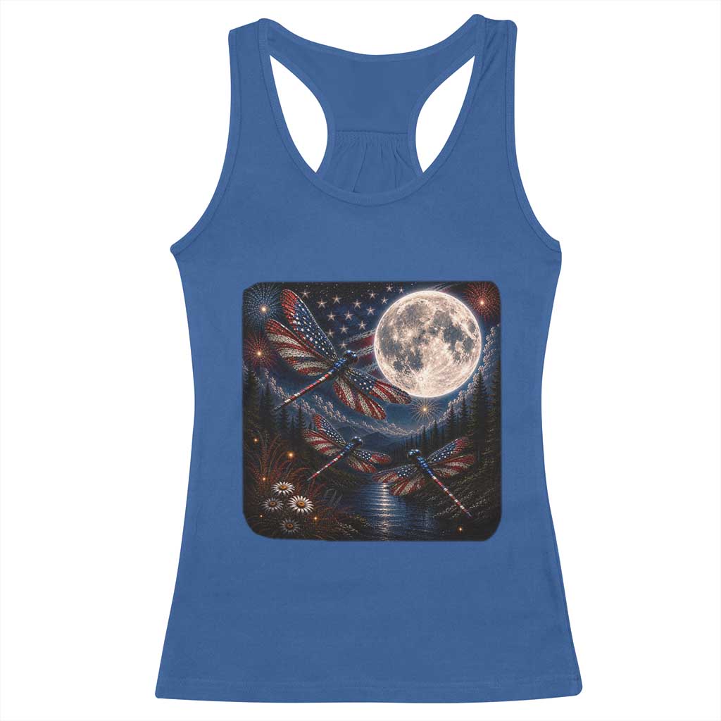 American Flag Dragonfly Patriotic 4th Of July Racerback Tank Top TS12 Royal Blue Print Your Wear