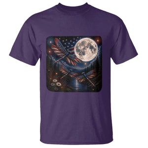 American Flag Dragonfly Patriotic 4th Of July T Shirt TS12 Purple Print Your Wear