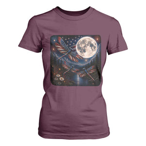 American Flag Dragonfly Patriotic 4th Of July T Shirt For Women TS12 Maroon Print Your Wear