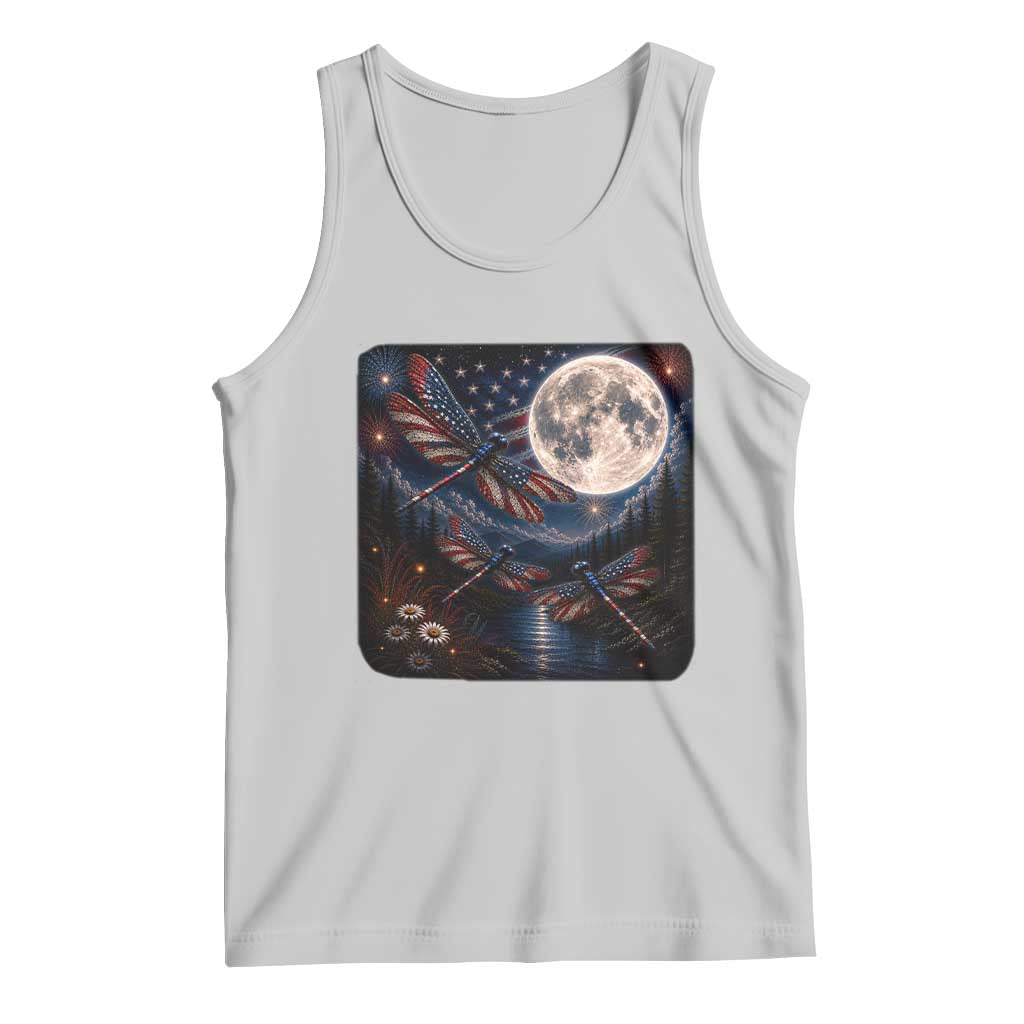 American Flag Dragonfly Patriotic 4th Of July Tank Top TS12 Ash Print Your Wear