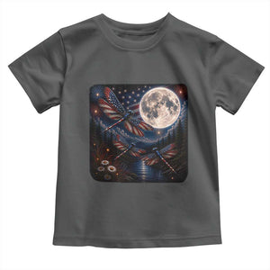 American Flag Dragonfly Patriotic 4th Of July Toddler T Shirt TS12 Dark Heather Print Your Wear