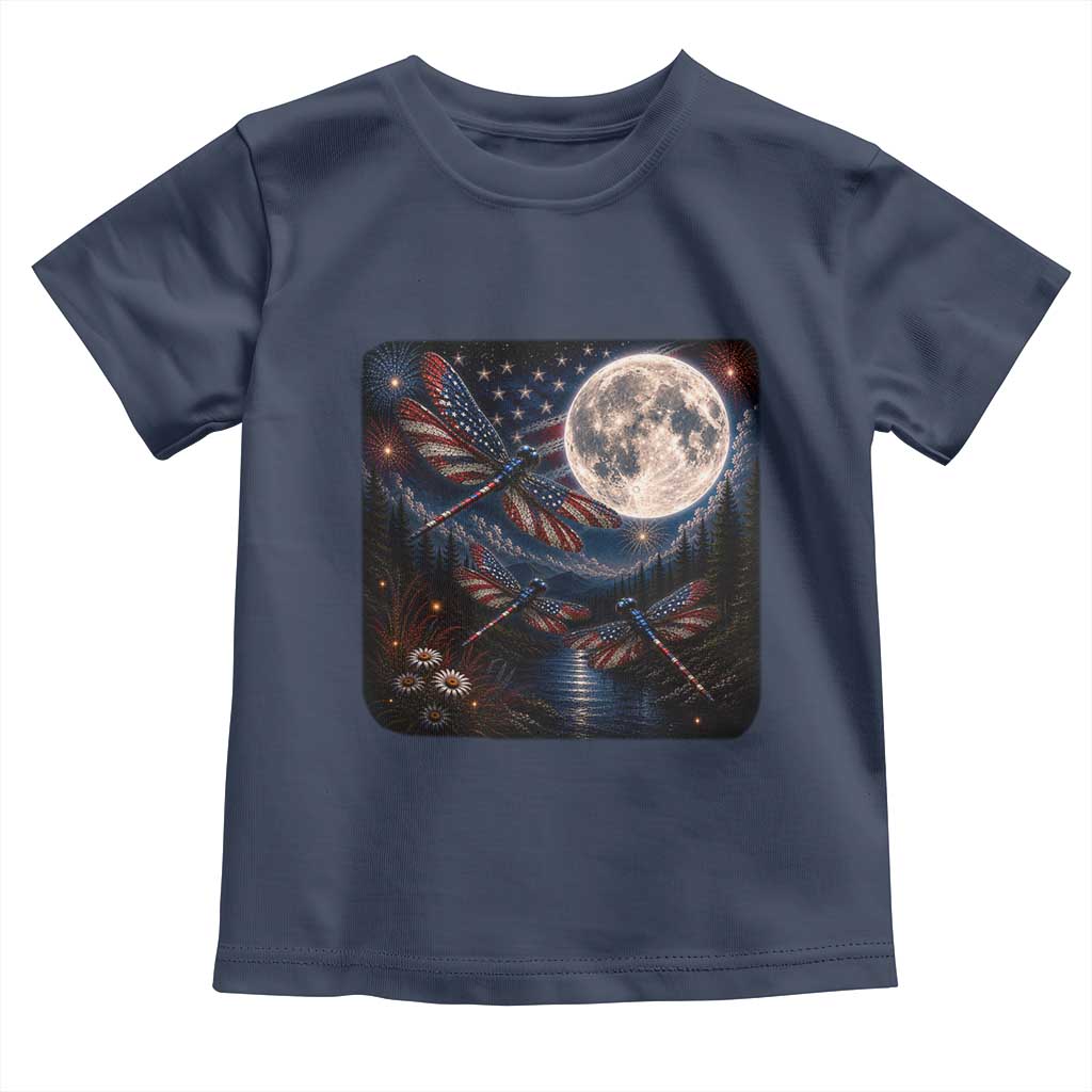 American Flag Dragonfly Patriotic 4th Of July Toddler T Shirt TS12 Navy Print Your Wear