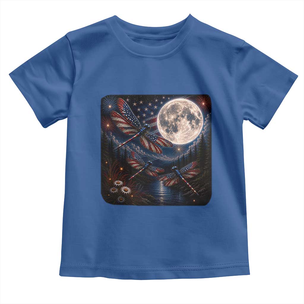 American Flag Dragonfly Patriotic 4th Of July Toddler T Shirt TS12 Royal Blue Print Your Wear