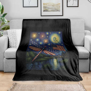 Patriotic Dragonfly Starry Night Swirls Throw Blanket Nature Lovers TS12 Print Your Wear
