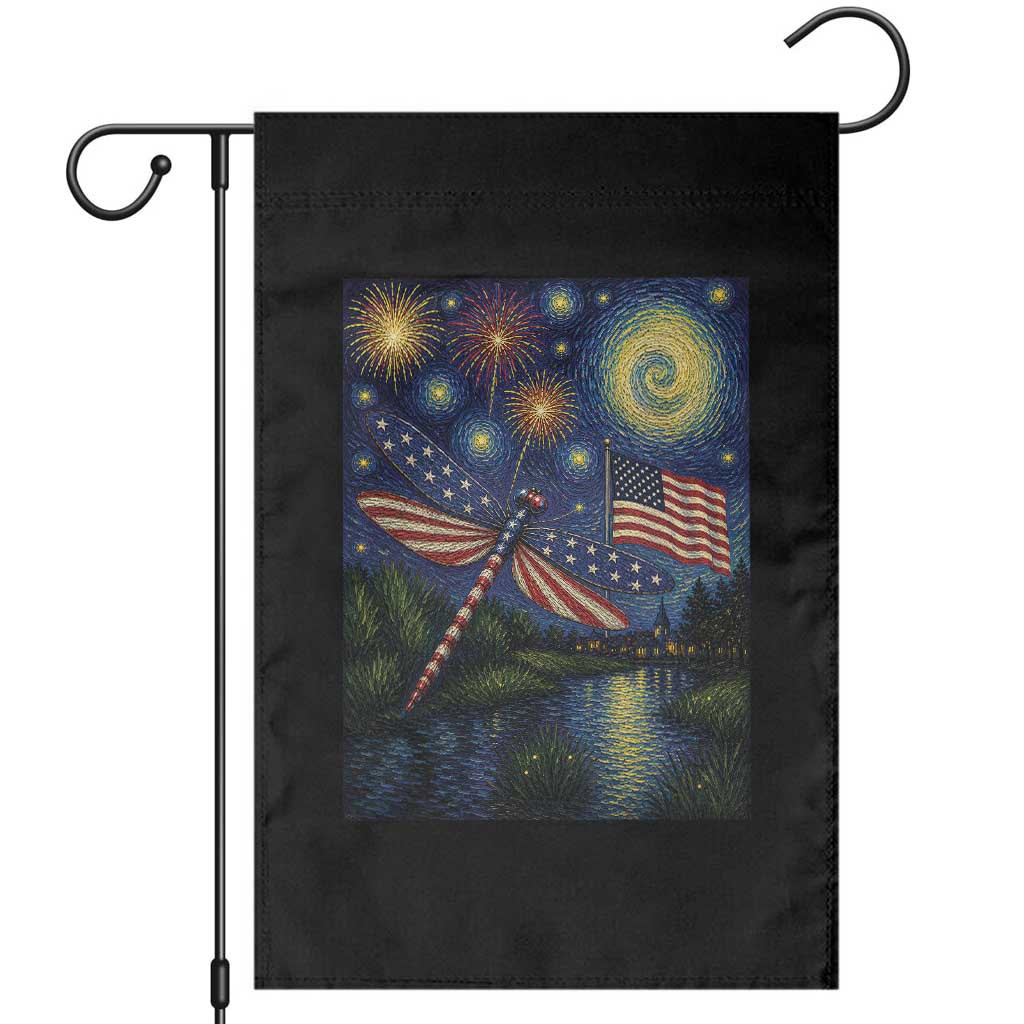 Patriotic Dragonfly Starry Night Swirls Garden Flag Nature Lovers TS12 Black Print Your Wear