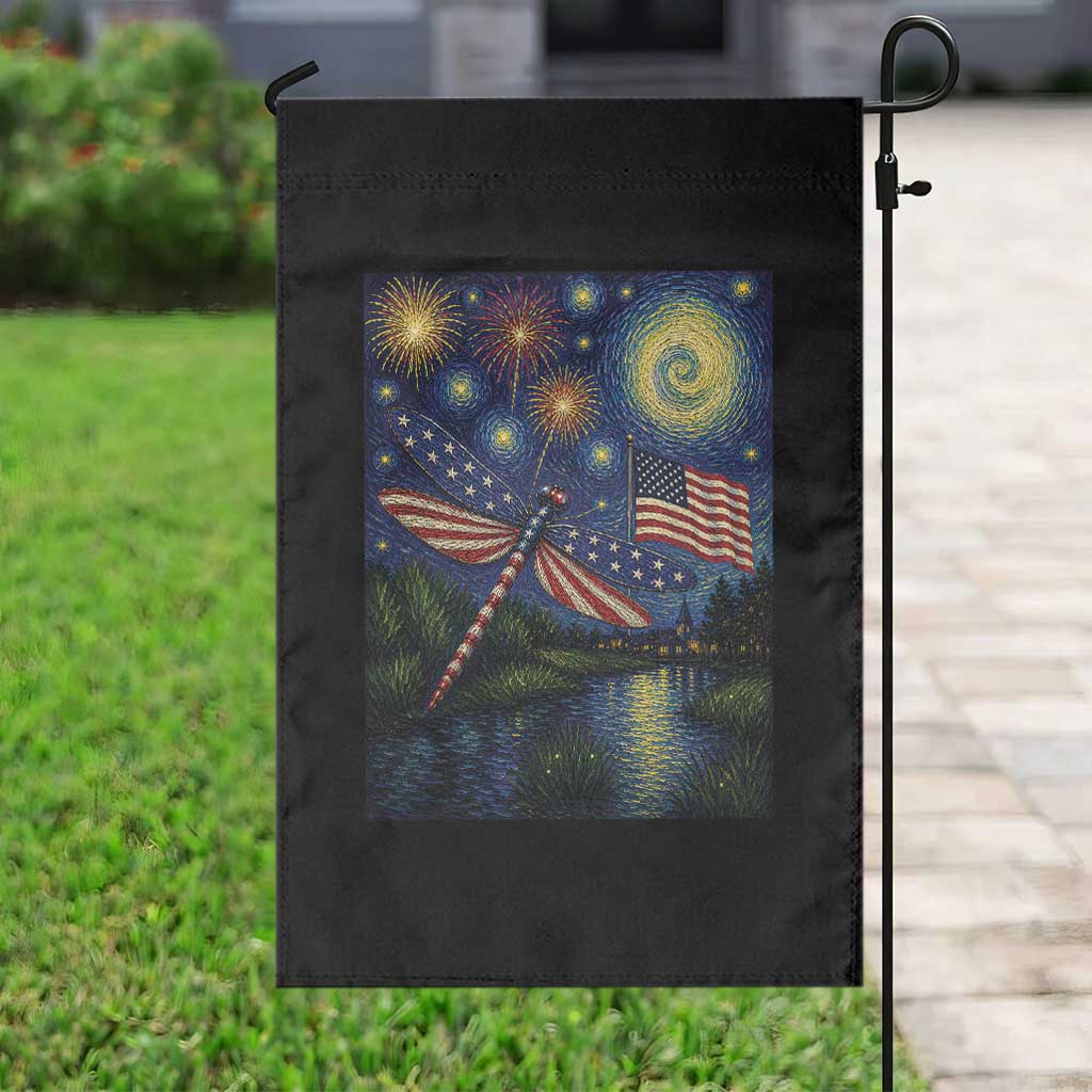 Patriotic Dragonfly Starry Night Swirls Garden Flag Nature Lovers TS12 Print Your Wear