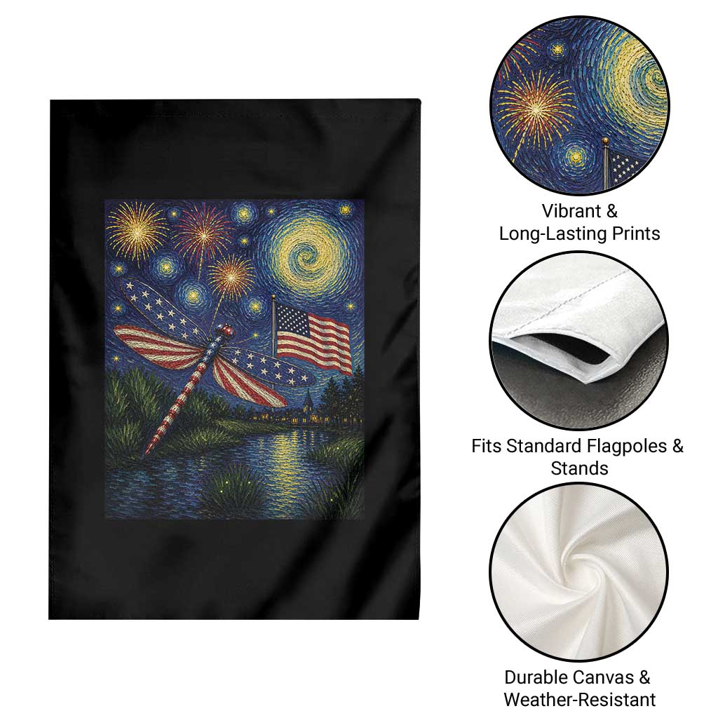 Patriotic Dragonfly Starry Night Swirls Garden Flag Nature Lovers TS12 Print Your Wear