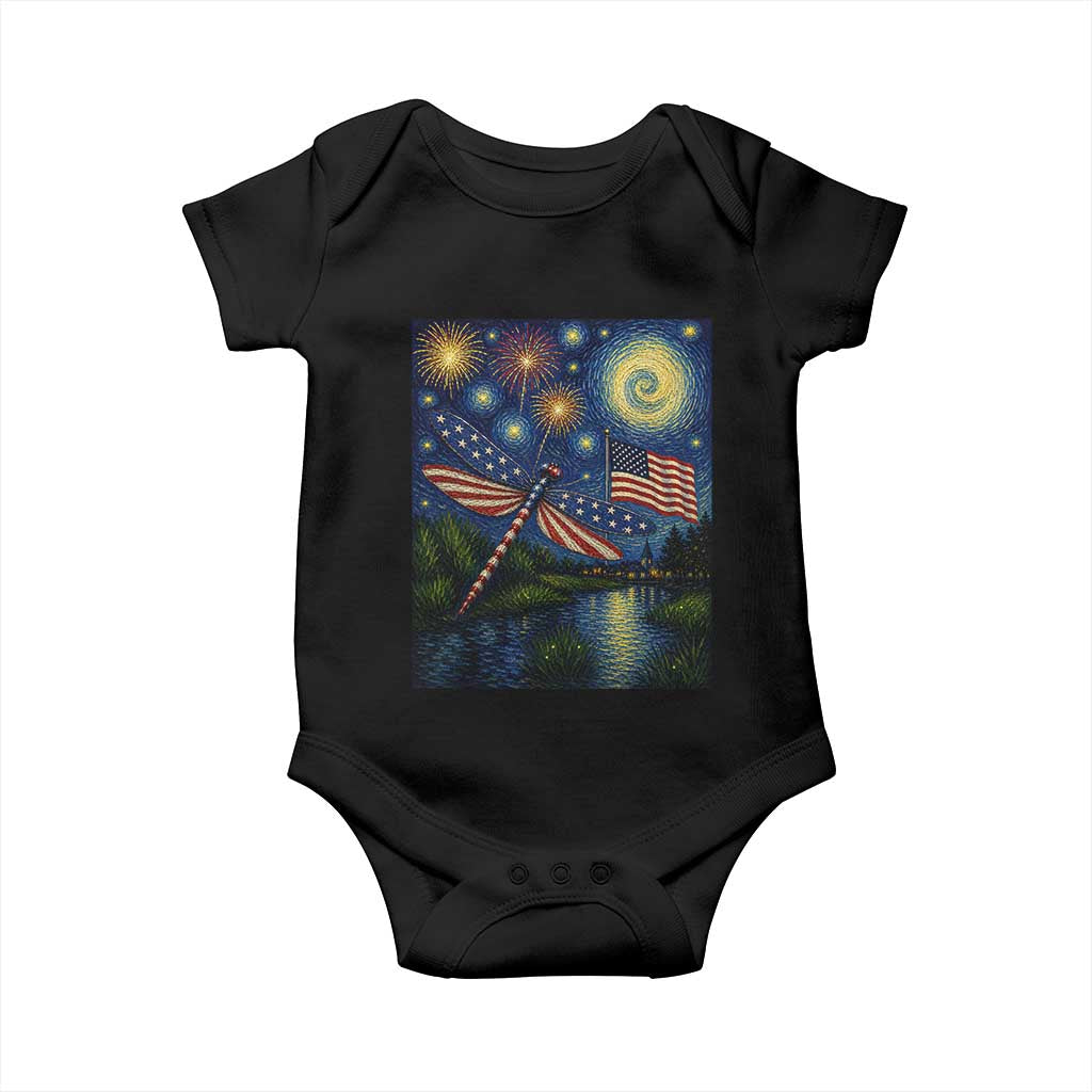 Patriotic Dragonfly Starry Night Swirls Baby Onesie Nature Lovers TS12 Black Print Your Wear