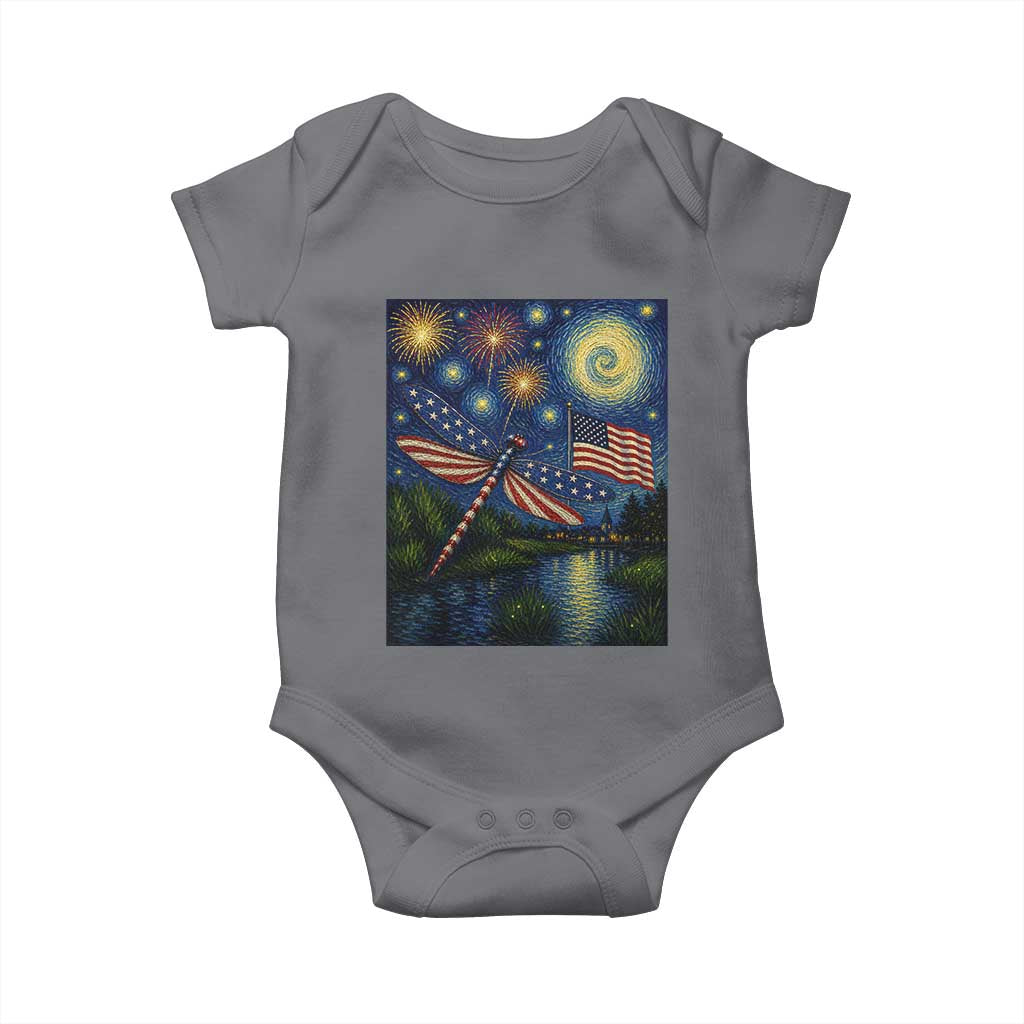 Patriotic Dragonfly Starry Night Swirls Baby Onesie Nature Lovers TS12 Charcoal Print Your Wear