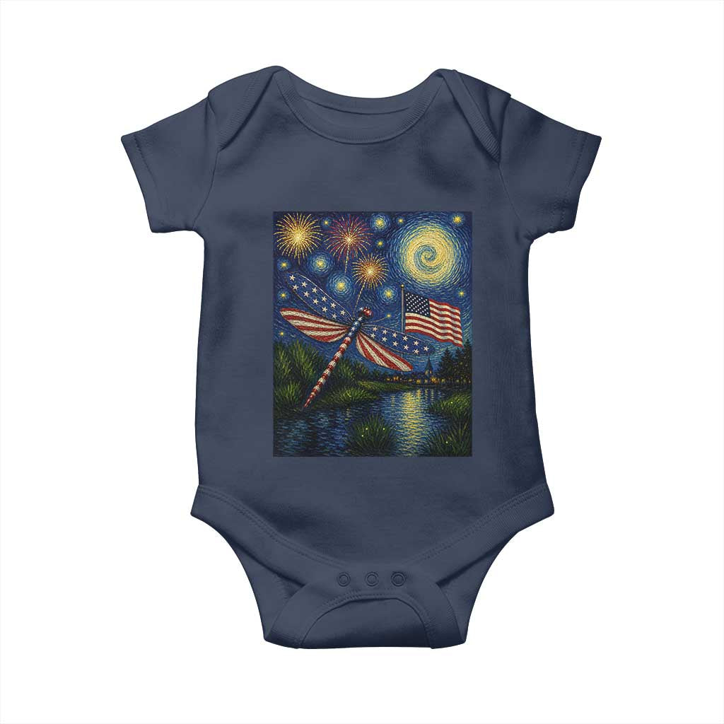 Patriotic Dragonfly Starry Night Swirls Baby Onesie Nature Lovers TS12 Navy Print Your Wear