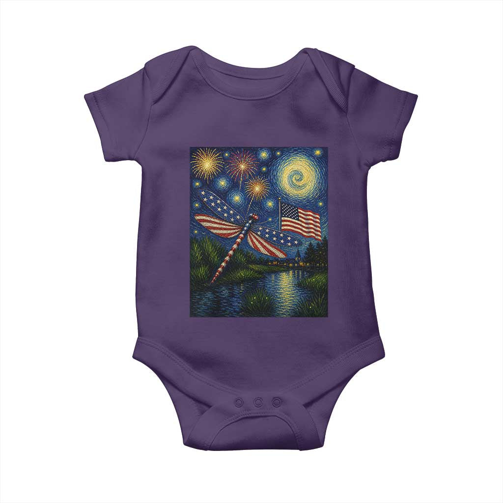Patriotic Dragonfly Starry Night Swirls Baby Onesie Nature Lovers TS12 Purple Print Your Wear