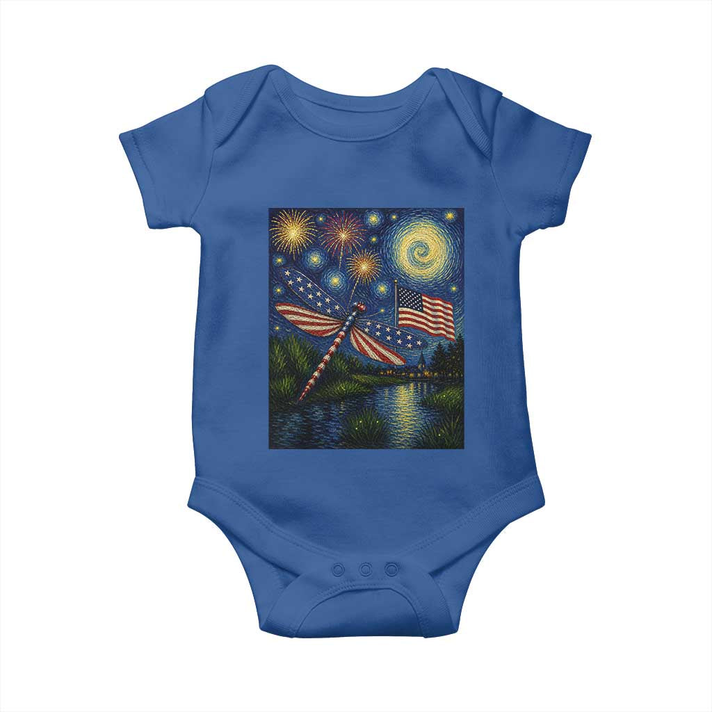 Patriotic Dragonfly Starry Night Swirls Baby Onesie Nature Lovers TS12 Royal Blue Print Your Wear