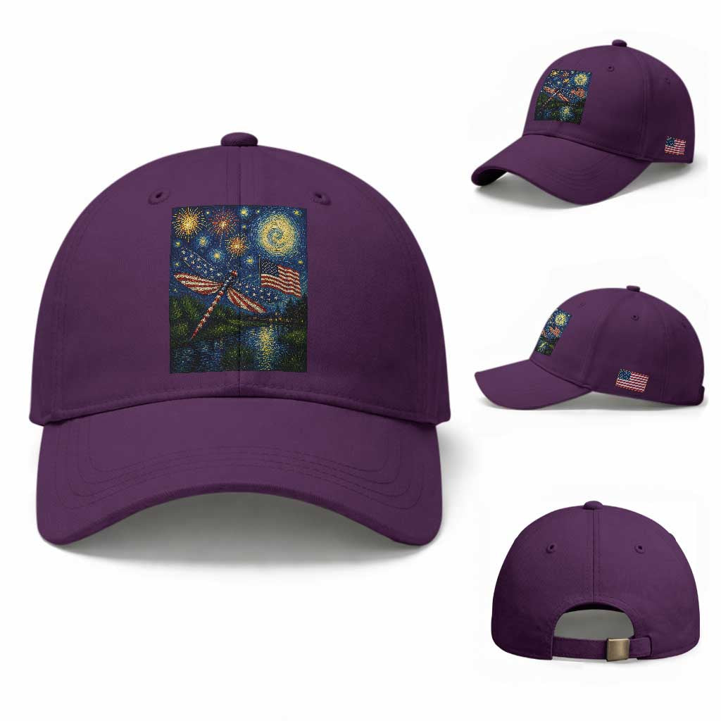 Patriotic Dragonfly Starry Night Swirls Baseball Cap Nature Lovers TS12 Baseball Cap Universal Fit Purple Print Your Wear