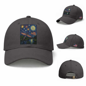 Patriotic Dragonfly Starry Night Swirls Baseball Cap Nature Lovers TS12 Baseball Cap Universal Fit Dark Gray Print Your Wear