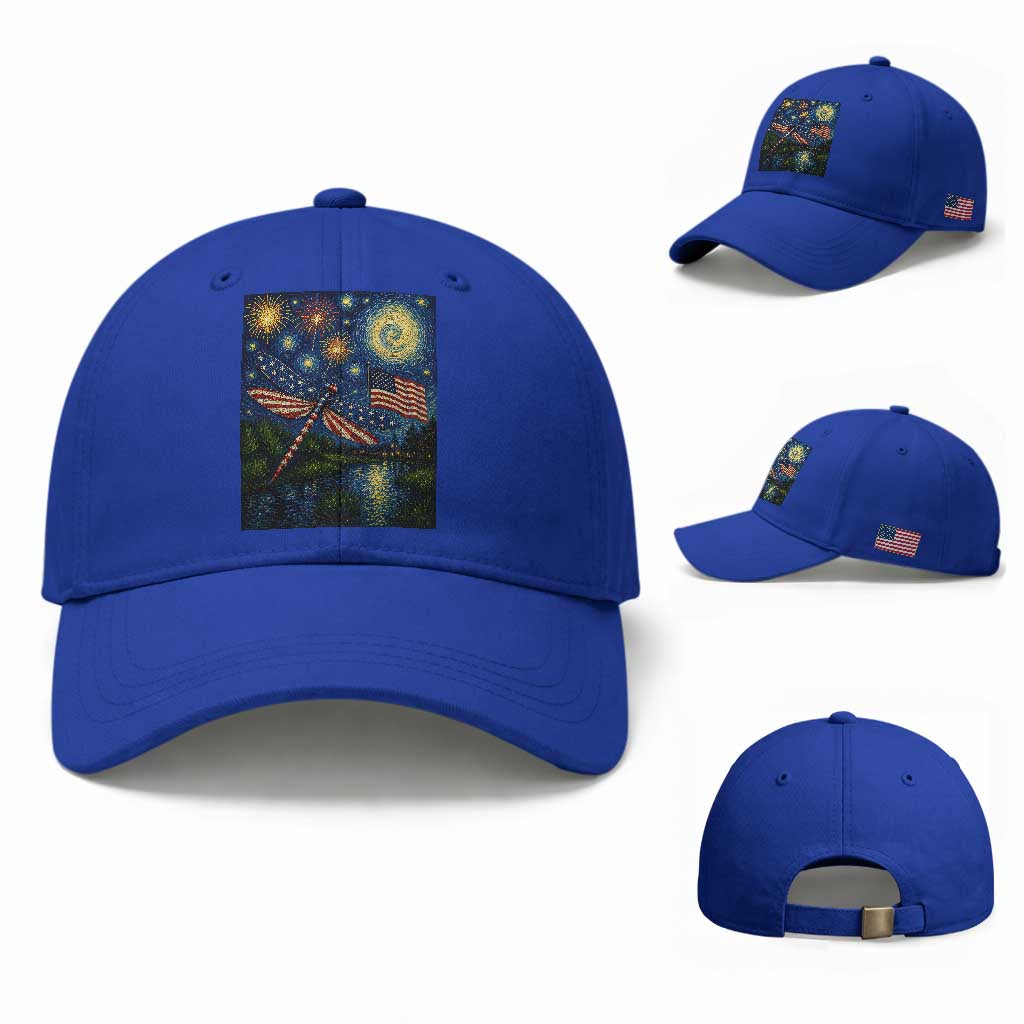 Patriotic Dragonfly Starry Night Swirls Baseball Cap Nature Lovers TS12 Baseball Cap Universal Fit Royal Blue Print Your Wear