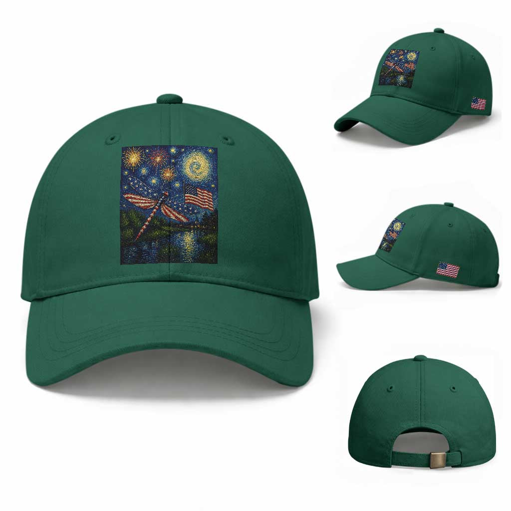 Patriotic Dragonfly Starry Night Swirls Baseball Cap Nature Lovers TS12 Baseball Cap Universal Fit Irish Green Print Your Wear