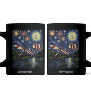 Patriotic Dragonfly Starry Night Swirls Coffee Mug Nature Lovers TS12 Black Print Your Wear
