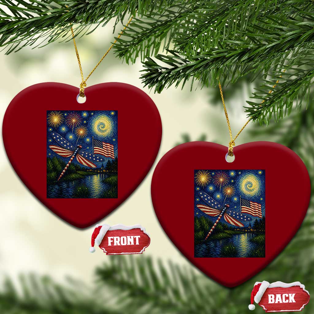 Patriotic Dragonfly Starry Night Swirls Ceramic Ornament Nature Lovers TS12 Print Your Wear