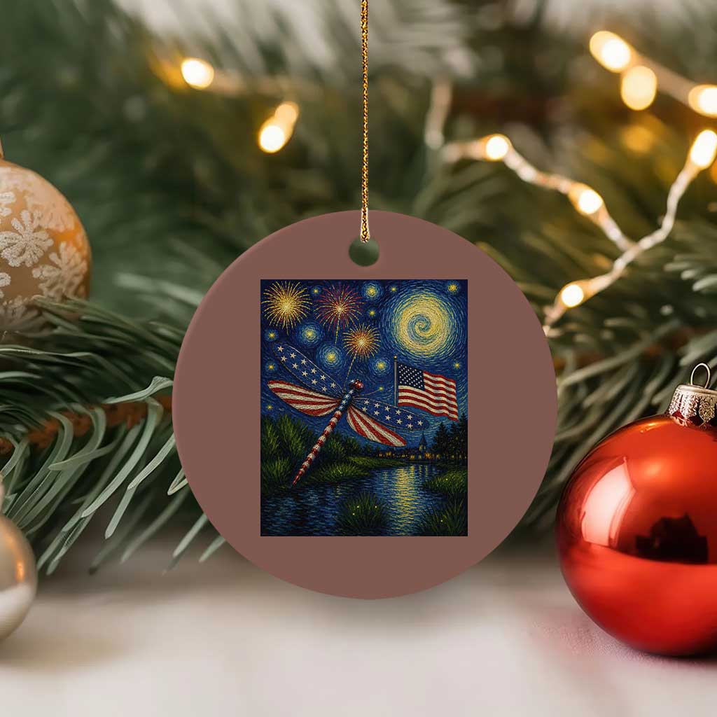 Patriotic Dragonfly Starry Night Swirls Ceramic Ornament Nature Lovers TS12 1pc Mocha Print Your Wear