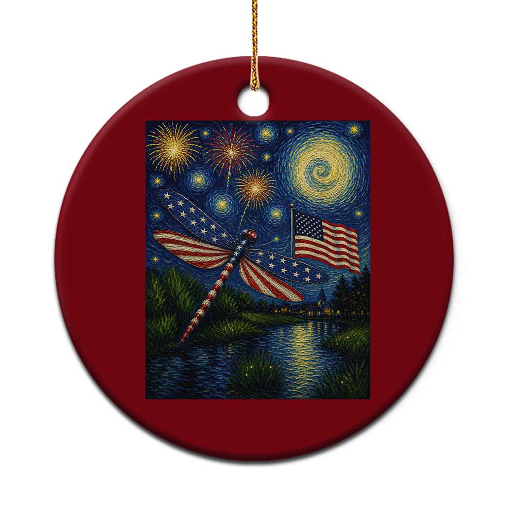 Patriotic Dragonfly Starry Night Swirls Ceramic Ornament Nature Lovers TS12 1pc Red Print Your Wear