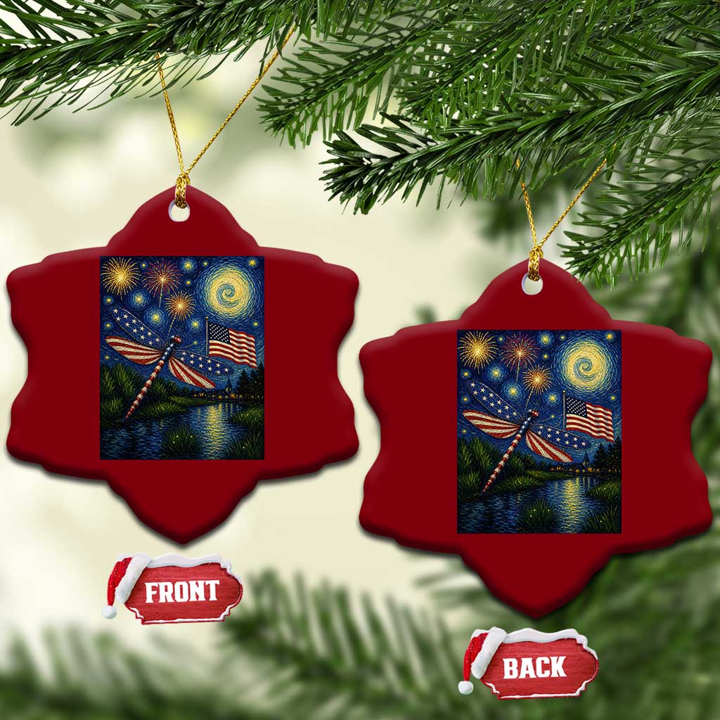Patriotic Dragonfly Starry Night Swirls Ceramic Ornament Nature Lovers TS12 Print Your Wear
