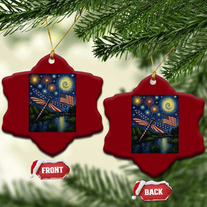 Patriotic Dragonfly Starry Night Swirls Ceramic Ornament Nature Lovers TS12 Print Your Wear