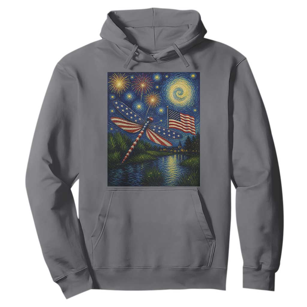 Patriotic Dragonfly Starry Night Swirls Hoodie Nature Lovers TS12 Charcoal Print Your Wear