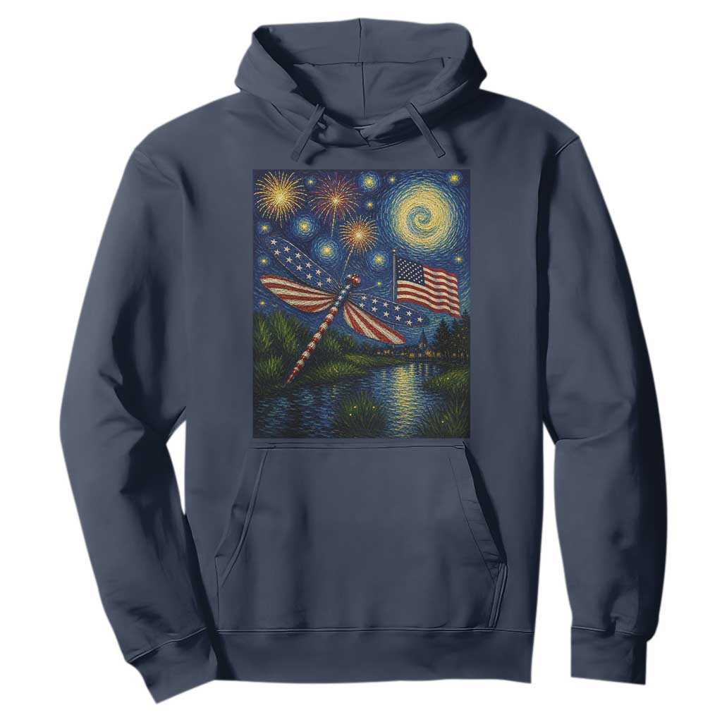 Patriotic Dragonfly Starry Night Swirls Hoodie Nature Lovers TS12 Navy Print Your Wear