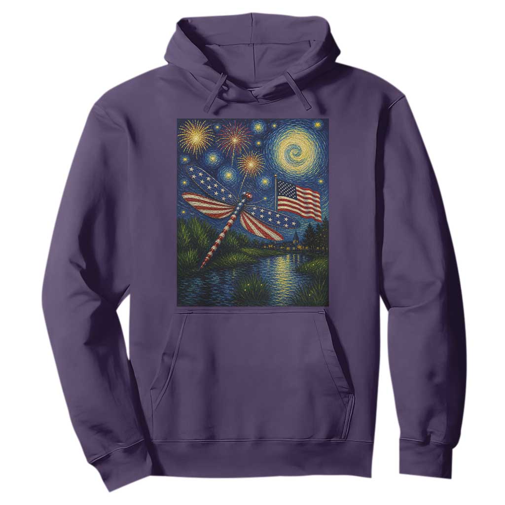Patriotic Dragonfly Starry Night Swirls Hoodie Nature Lovers TS12 Purple Print Your Wear