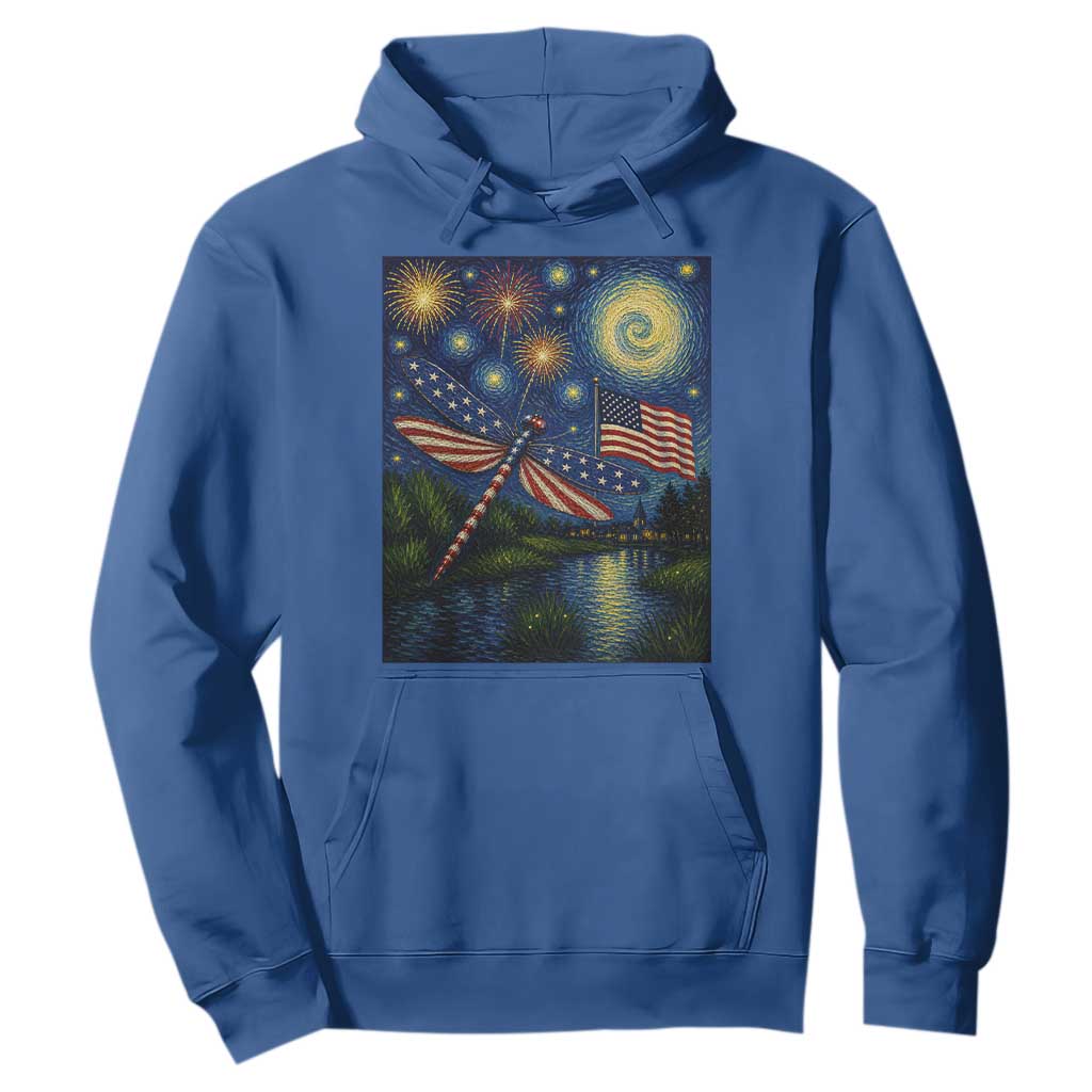 Patriotic Dragonfly Starry Night Swirls Hoodie Nature Lovers TS12 Royal Blue Print Your Wear