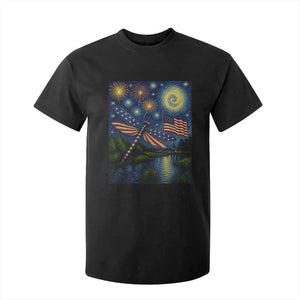 Patriotic Dragonfly Starry Night Swirls T Shirt For Kid Nature Lovers TS12 Black Print Your Wear