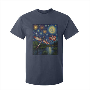 Patriotic Dragonfly Starry Night Swirls T Shirt For Kid Nature Lovers TS12 Navy Print Your Wear