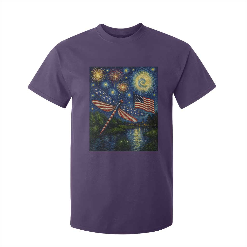 Patriotic Dragonfly Starry Night Swirls T Shirt For Kid Nature Lovers TS12 Purple Print Your Wear