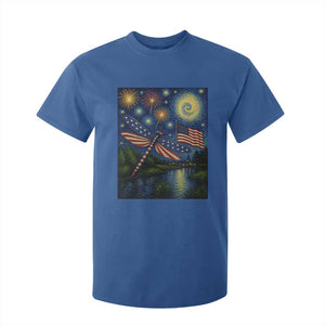 Patriotic Dragonfly Starry Night Swirls T Shirt For Kid Nature Lovers TS12 Royal Blue Print Your Wear