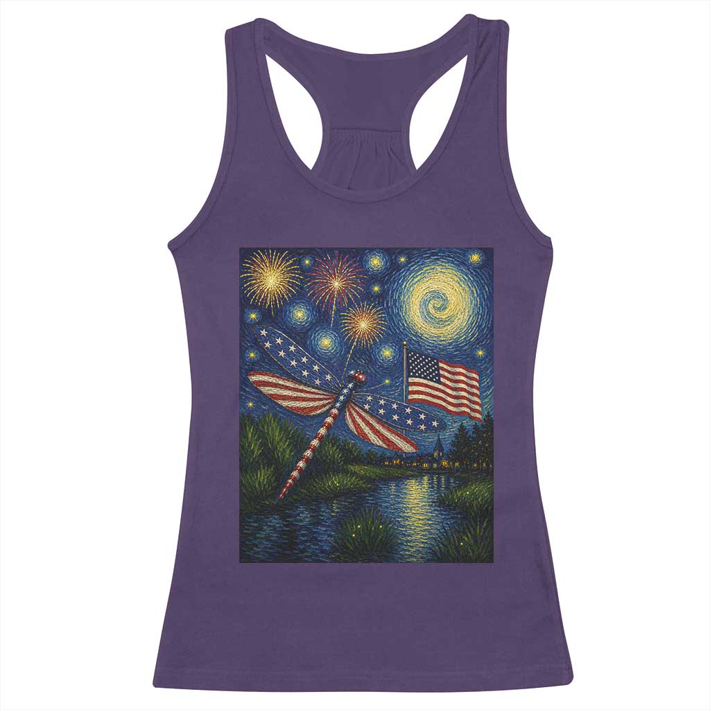 Patriotic Dragonfly Starry Night Swirls Racerback Tank Top Nature Lovers TS12 Purple Print Your Wear