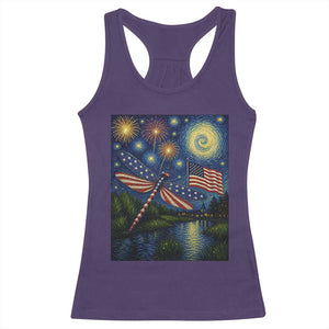 Patriotic Dragonfly Starry Night Swirls Racerback Tank Top Nature Lovers TS12 Purple Print Your Wear
