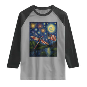 Patriotic Dragonfly Starry Night Swirls Raglan Shirt Nature Lovers TS12 Sport Gray Black Print Your Wear