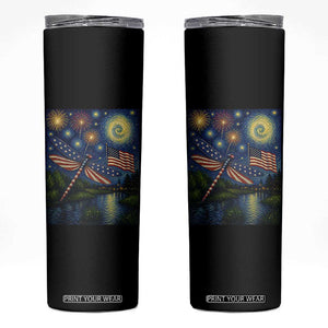 Patriotic Dragonfly Starry Night Swirls Skinny Tumbler Nature Lovers TS12 Black Print Your Wear