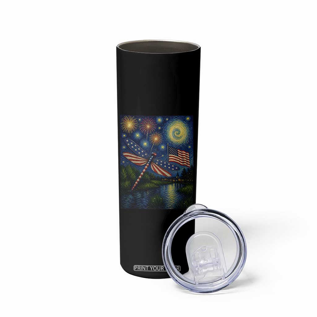 Patriotic Dragonfly Starry Night Swirls Skinny Tumbler Nature Lovers TS12 Print Your Wear