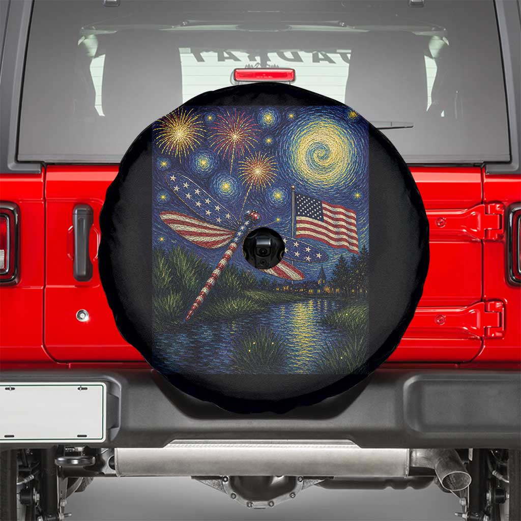 Patriotic Dragonfly Starry Night Swirls Spare Tire Cover Nature Lovers TS12 Black Print Your Wear