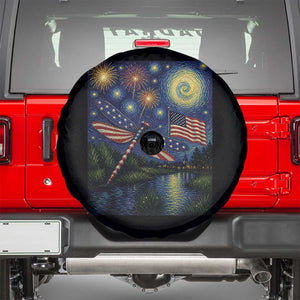 Patriotic Dragonfly Starry Night Swirls Spare Tire Cover Nature Lovers TS12 Black Print Your Wear